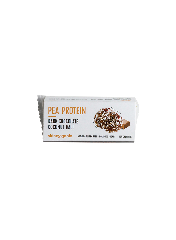 Skinny Genie Vegan/Gluten Free Dark Chocolate Coconut Pea Protein Ball, 14 Pieces x 40g