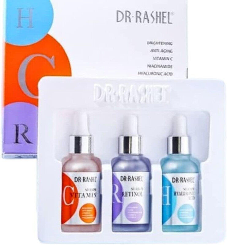 

Dr Rashel Complete Facial Serum Set Vitamin C Serum, Retinol Serum, Hyaluronic Acid Serum- 30ml x 3