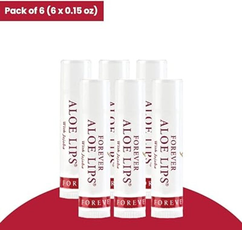 Forever Living Products Aloe Lips with Jojoba, Chapstick, Lip Balm, Very Healing. Contains 6 0.15 oz (Pack of 6)