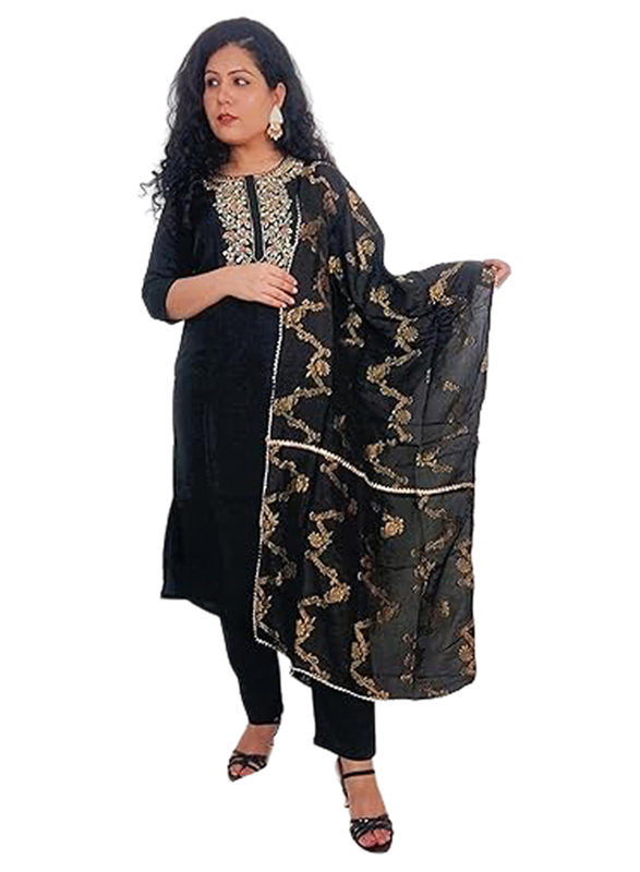 Priya's Panache Classy Straight Suit & Banarasi Dupatta Set