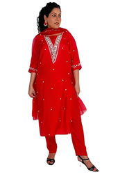 Priya's Panache Silk Ethnic Kurta Pant Dupatta Set