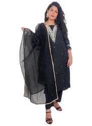 Priya's Panache Silk Kurti Kameez with Bottom Pant and Dupatta Set