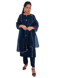 Priya's Panache Straight Kurti Pant Set with A Matching Organza Dupatta