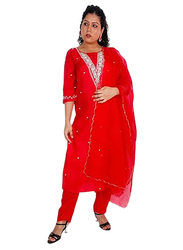 Priya's Panache Silk Ethnic Kurta Pant Dupatta Set