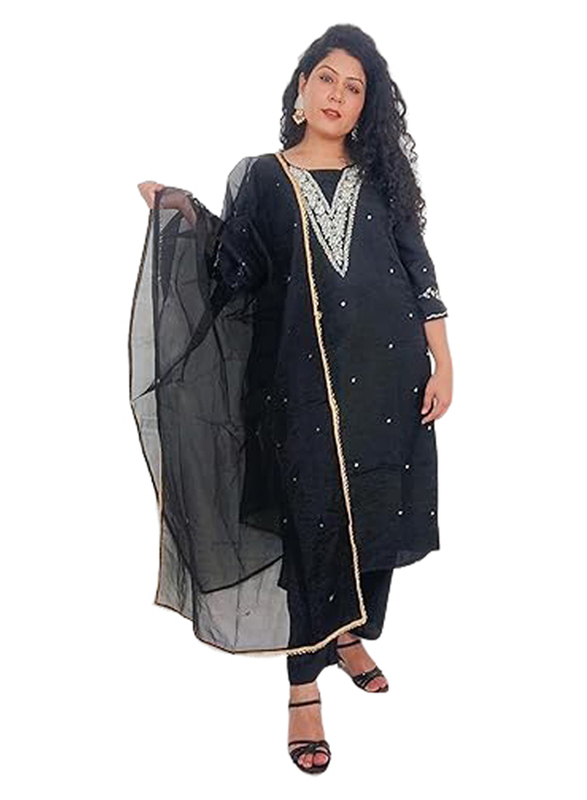 Priya's Panache Silk Kurti Kameez with Bottom Pant and Dupatta Set