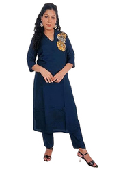 Priya's Panache Collared Straight Kurta Pant Set with Organza Dupatta Set