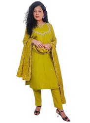 Priya's Panache Silk Kurta Pant Set with Banarasi Dupatta Set