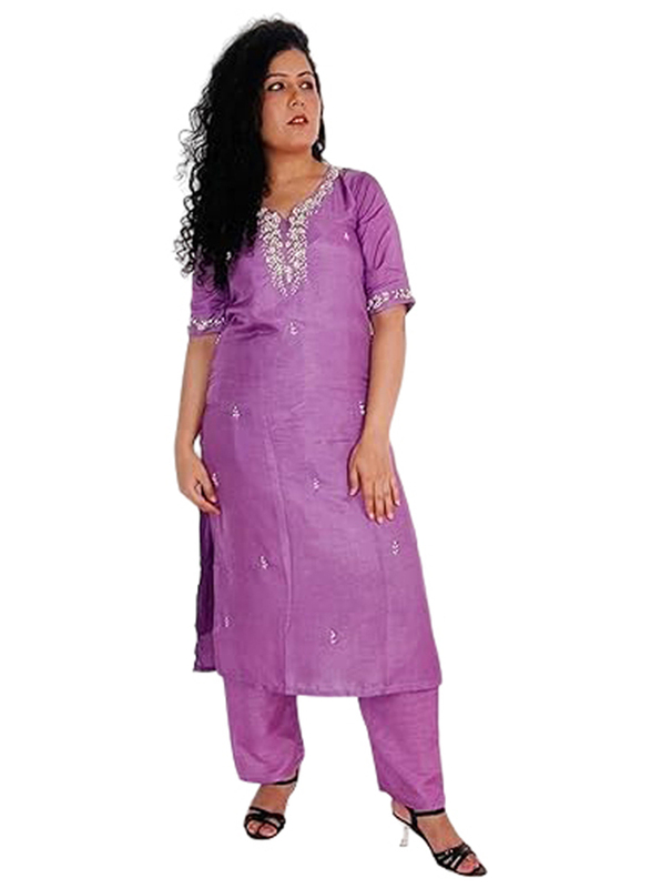 Priya's Panache Silk Kurta Pant Set with Banarasi Dupatta Set