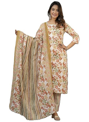 Priya's Panache Floral Print Cotton Traditional Kurti with Pant and Dupatta Set