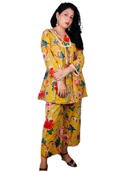 Priya's Panache Cotton Floral Prints Traditional Kurti with Pant and Dupatta Set