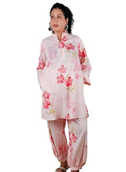 Priya's Panache Cotton Floral Prints Traditional Kurti with Pant and Dupatta Set