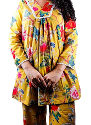 Priya's Panache Cotton Floral Prints Traditional Kurti with Pant and Dupatta Set