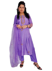 Priya's Panache Silk Fabric Kurta Pant Organza Dupatta Set