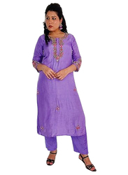 Priya's Panache Silk Fabric Kurta Pant Organza Dupatta Set