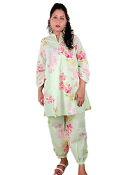 Priya's Panache Cotton Floral Prints Traditional Kurti with Pant and Dupatta Set