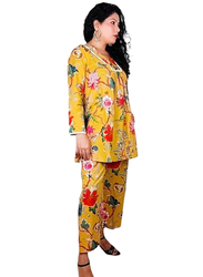 Priya's Panache Cotton Floral Prints Traditional Kurti with Pant and Dupatta Set