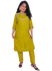 Priya's Panache Silk Kurta Pant Set with Banarasi Dupatta Set