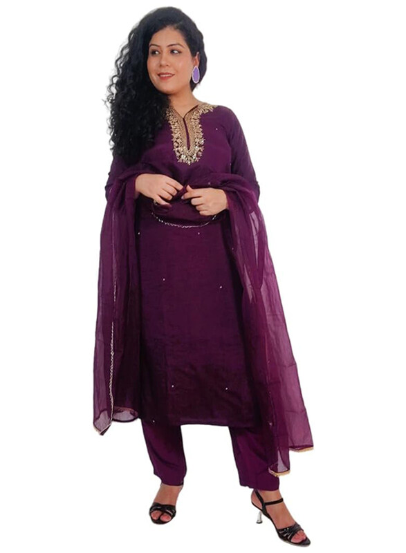 

Priya's Panache Stunning Embellished Kurta-Pant Suit with Organza Dupatta Set