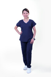 Veronica Premium Comfort Scrub Set for Healthcare Professionals and Nannies - NAVY - Medium