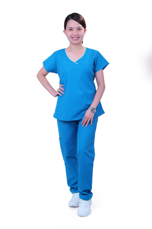 Veronica Premium Comfort Scrub Set for Healthcare Professionals and Nannies - BLUE - Medium