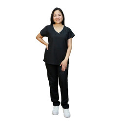 Veronica Premium Comfort Scrub Set for Healthcare Professionals and Nannies - BLACK - XSmall