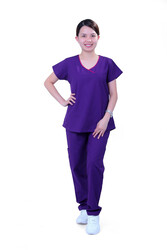 Veronica Premium Comfort Scrub Set for Healthcare Professionals and Nannies - PURPLE - Small