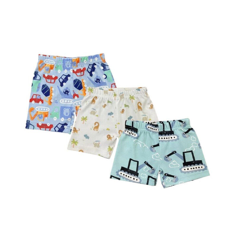 

Generic Pack of 3 - Cars, Jungle Animals, and Crane Print Shorts Combo Multi 12 - 18 mos
