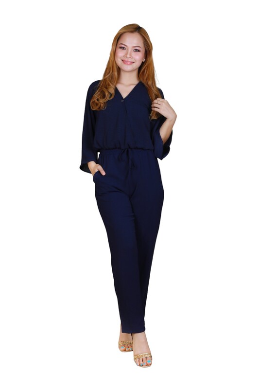 Elegant Comfortable 2-Piece Co-ord Set -Navy  - Medium