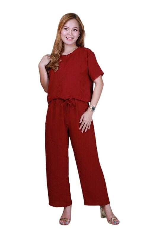 

Generic Elegant Comfortable 2-Piece Co-ord Set -Red - Small