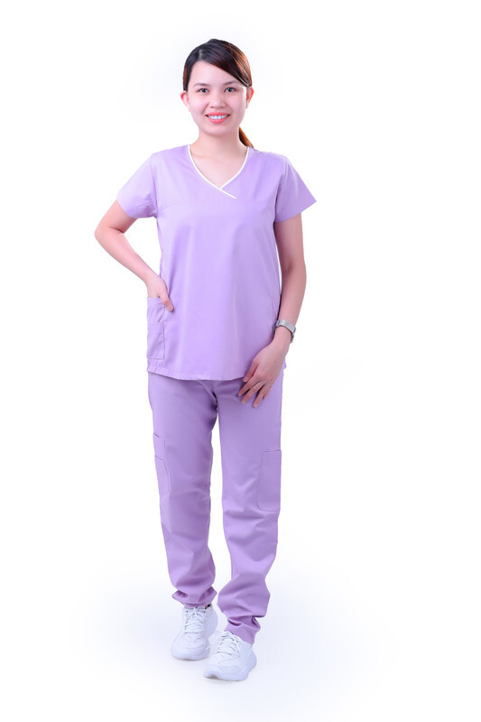 Veronica Premium Comfort Scrub Set for Healthcare Professionals and Nannies - LIGHT PURPLE - Large