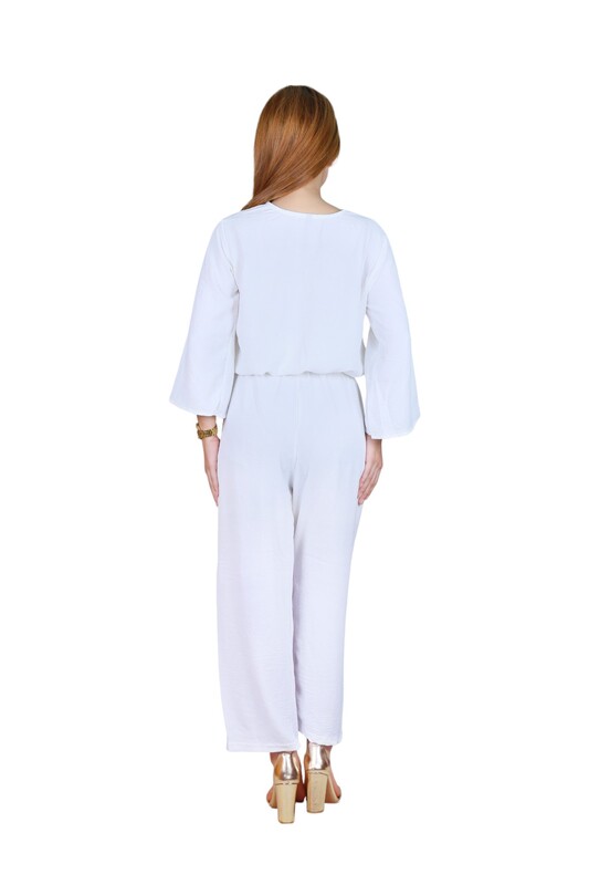 Elegant Comfortable 2-Piece Co-ord Set -White  - Large