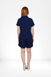 Casual Co-ords with Short Sleeve Shirt & Shorts- Navy -  XLarge