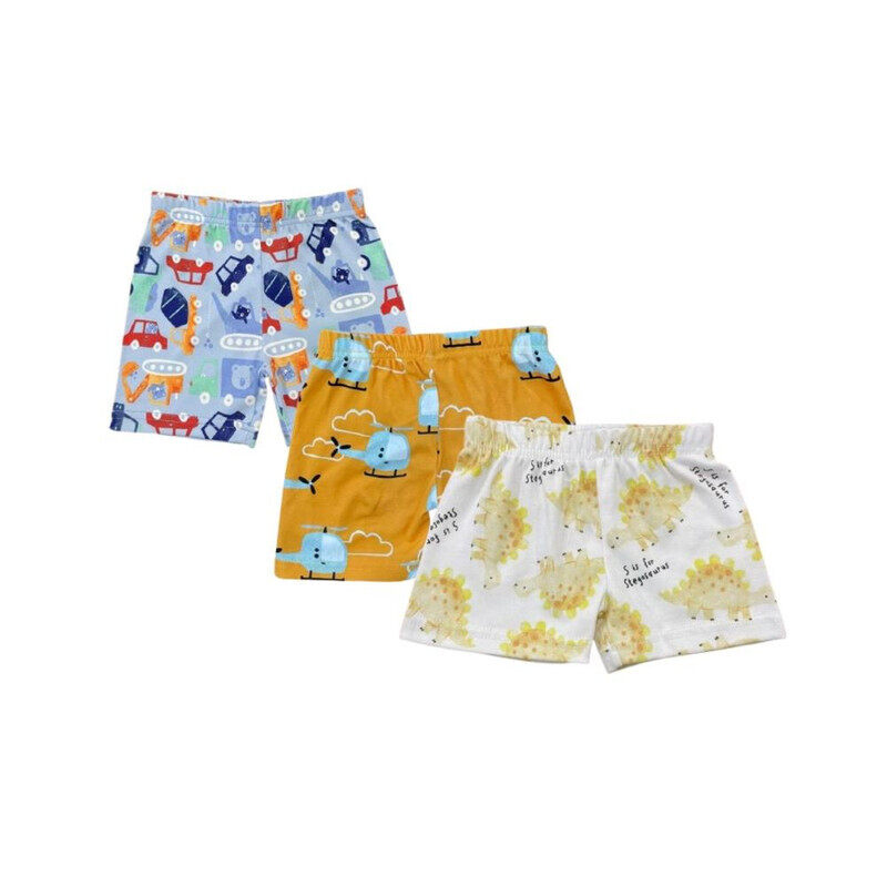 

Generic Pack of 3 - Cars, Helicopter, and Dinosaur Print Shorts Multi 24-36 mos