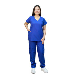 Veronica Premium Comfort Scrub Set for Healthcare Professionals and Nannies - KLIEN BLUE - Large