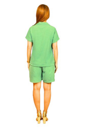 Casual Co-ords with Short Sleeve Shirt & Shorts- Green -  XLarge