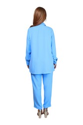 Elegant Comfortable 2-Piece Full Sleeves Co-ord Set -Light Blue  - Medium