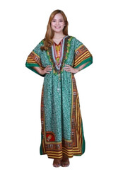 Veronica Long Kaftan Dress- Green- Freesize