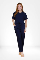 Elegant Comfortable 2-Piece Co-ord Set -Navy  - Small