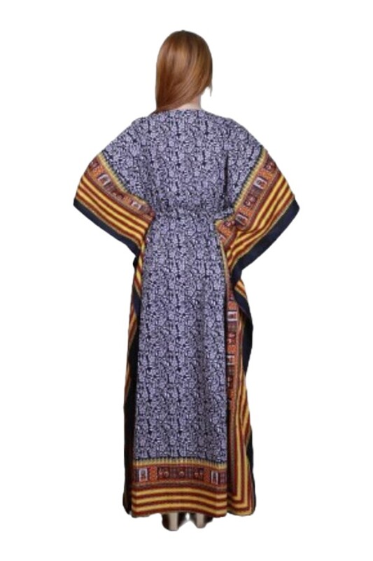 Veronica Printed Long Kaftan Dress- Black- Freesize