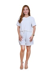 Women's Crop Top and Shorts Co-ord Set- White - Large