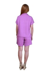 Casual Co-ords with Short Sleeve Shirt & Shorts- Purple -  Large