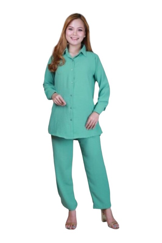 Elegant Comfortable 2-Piece Full Sleeves Co-ord Set -Mint Green  - Medium