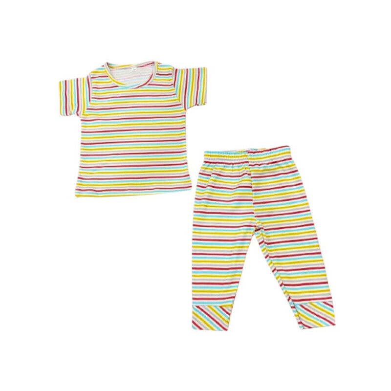 

Generic Multicolor Striped T-Shirt & Pyjama Set Multi 24-36 mos