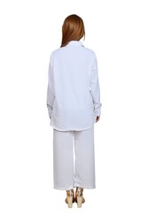 Elegant Comfortable 2-Piece Full Sleeves Co-ord Set -White  - Small