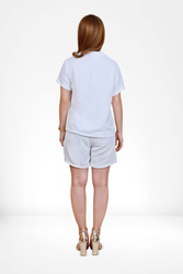 Casual Co-ords with Short Sleeve Shirt & Shorts- White -  Large