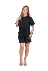 Women's Crop Top and Shorts Co-ord Set- Black - Xlarge