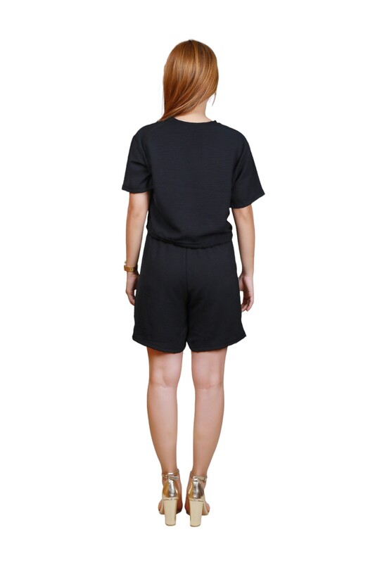 Women's Crop Top and Shorts Co-ord Set- Black - Xlarge