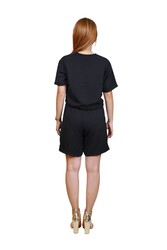 Women's Crop Top and Shorts Co-ord Set- Black - Xlarge