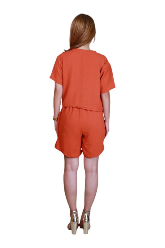 Women's Crop Top and Shorts Co-ord Set- Rust - Large