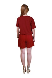 Women's Crop Top and Shorts Co-ord Set- Red - Small